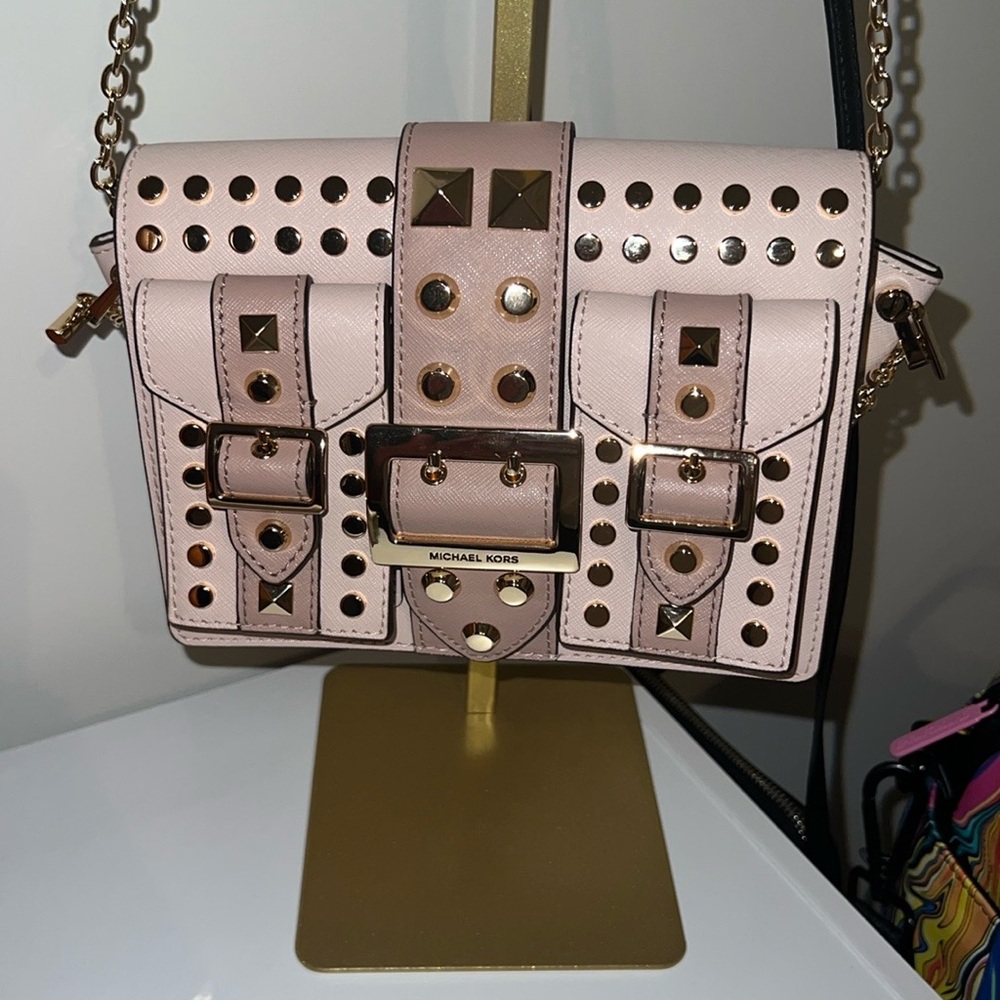 Michael Kors Pink Crossbody Bag with Studded Design